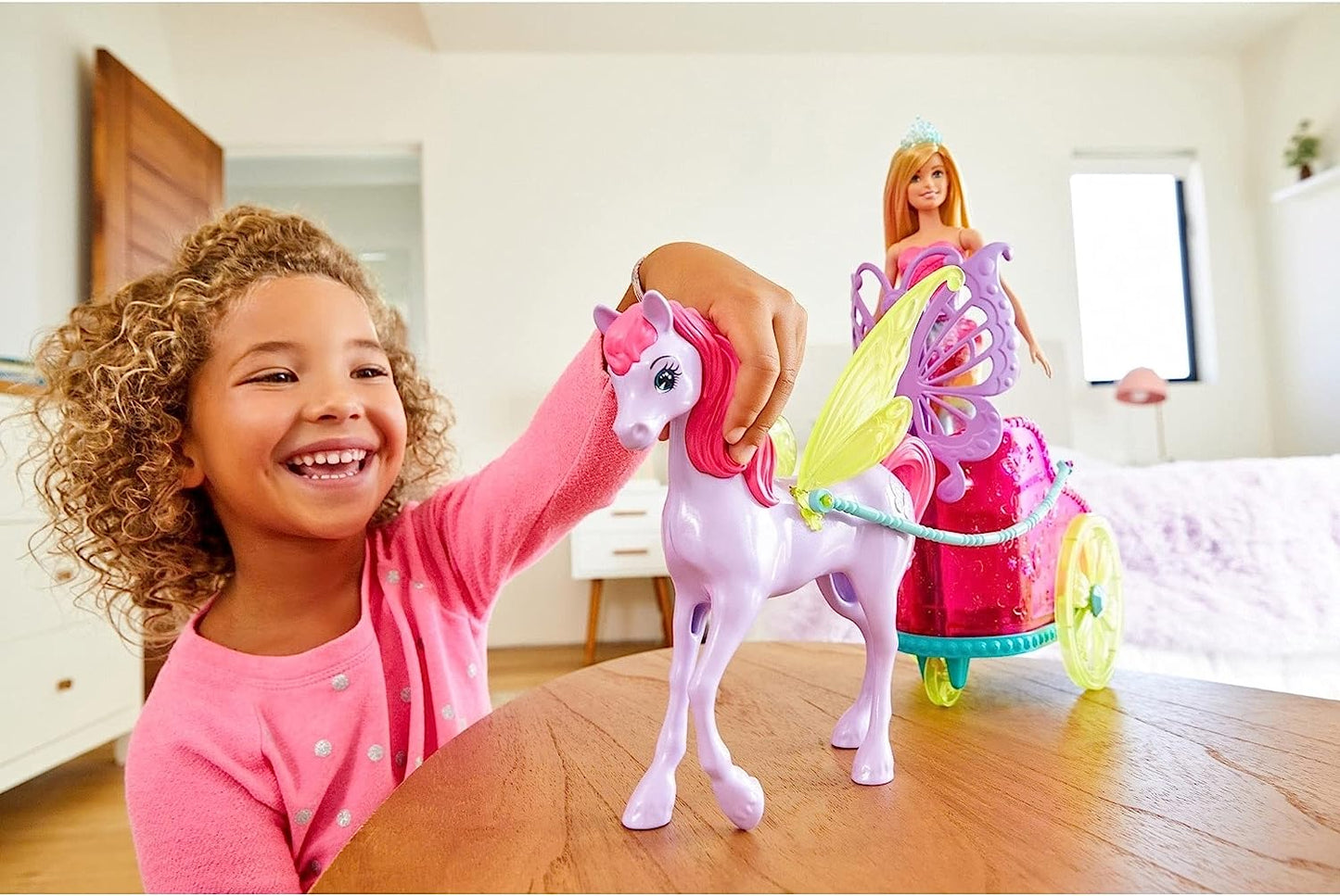 Barbie Dreamtopia Princess Doll, 11.5-in Blonde, with Fantasy Horse and Chariot, Wearing Fashion and Accessories, Gift for 3 to 7 Year Olds