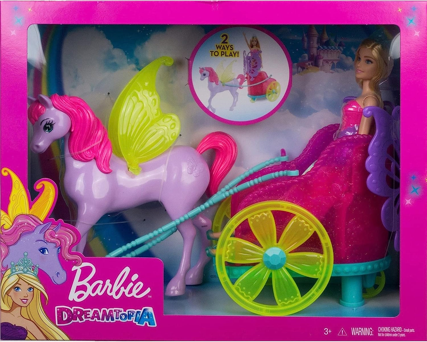 Barbie Dreamtopia Princess Doll, 11.5-in Blonde, with Fantasy Horse and Chariot, Wearing Fashion and Accessories, Gift for 3 to 7 Year Olds