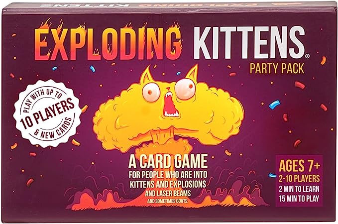 Exploding Kittens Party - A Russian Roulette Card Game, Easy Family-Friendly Party Games - Card Games for Adults, Teens & Kids - 2-10 Players