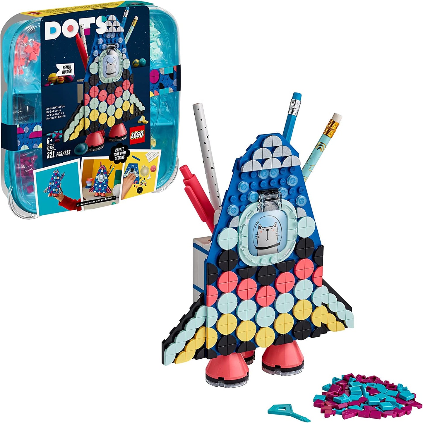 LEGO DOTS Pencil Holder 41936 DIY Craft Decoration Kit; Makes a Great Creative Gift for Kids; New 2021 (321 Pieces)