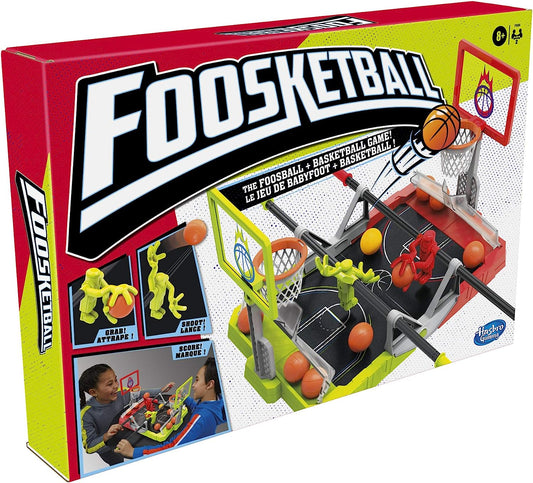 Hasbro Foosketball Game, The Foosball Plus Basketball Shoot and Score Shoot and Score Not Searched Tabletop Game for Kids Ages 8 and Up, for 2 Players, English and French Version