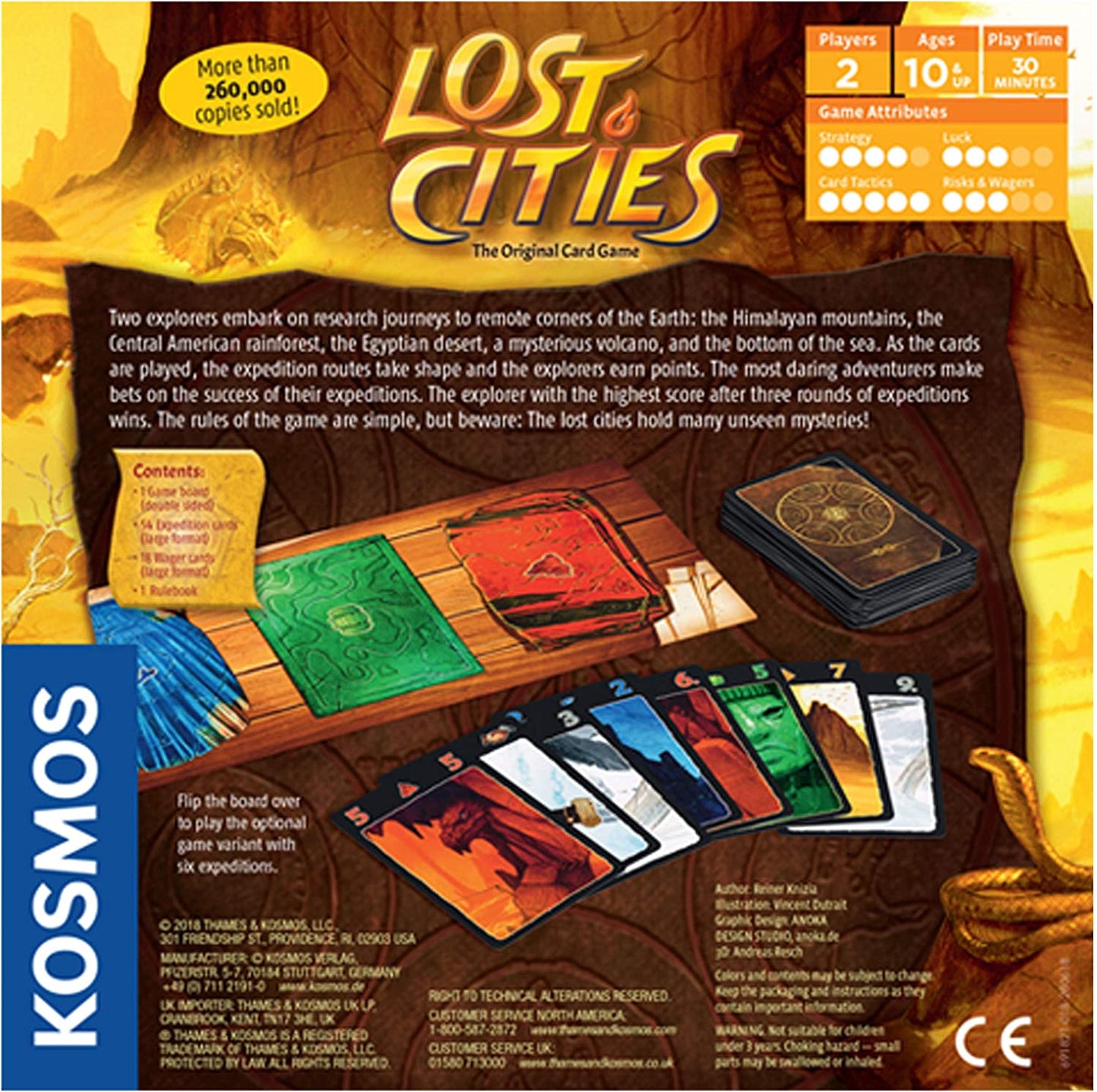 Lost Cities: The Original Card Game w/ 6th Expedition–A Board Game by Thames & Kosmos 2-4 Players–Board Games for Family 30 Min of Gameplay–Games for Family Game Night–For Kids and Adults Ages 10+-Eng