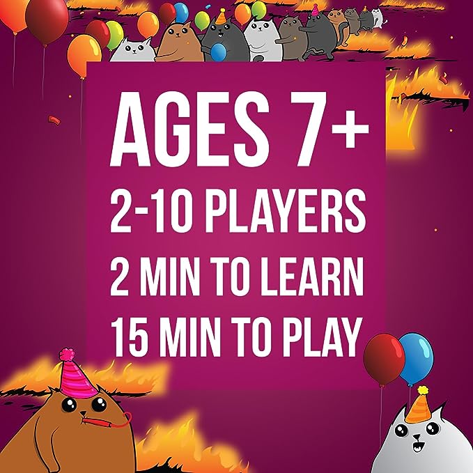 Exploding Kittens Party - A Russian Roulette Card Game, Easy Family-Friendly Party Games - Card Games for Adults, Teens & Kids - 2-10 Players