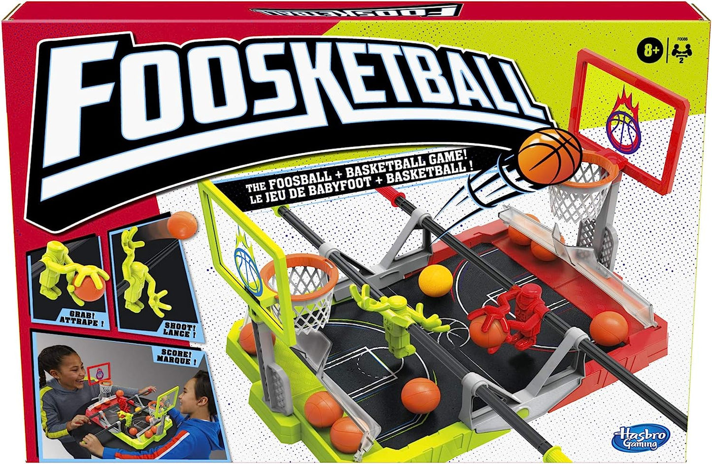 Hasbro Foosketball Game, The Foosball Plus Basketball Shoot and Score Shoot and Score Not Searched Tabletop Game for Kids Ages 8 and Up, for 2 Players, English and French Version