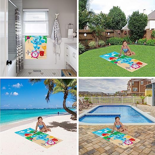 Franco Kids Super Soft Cotton Bath/Pool/Beach Towel, 58 in x 28 in, Blues Clues