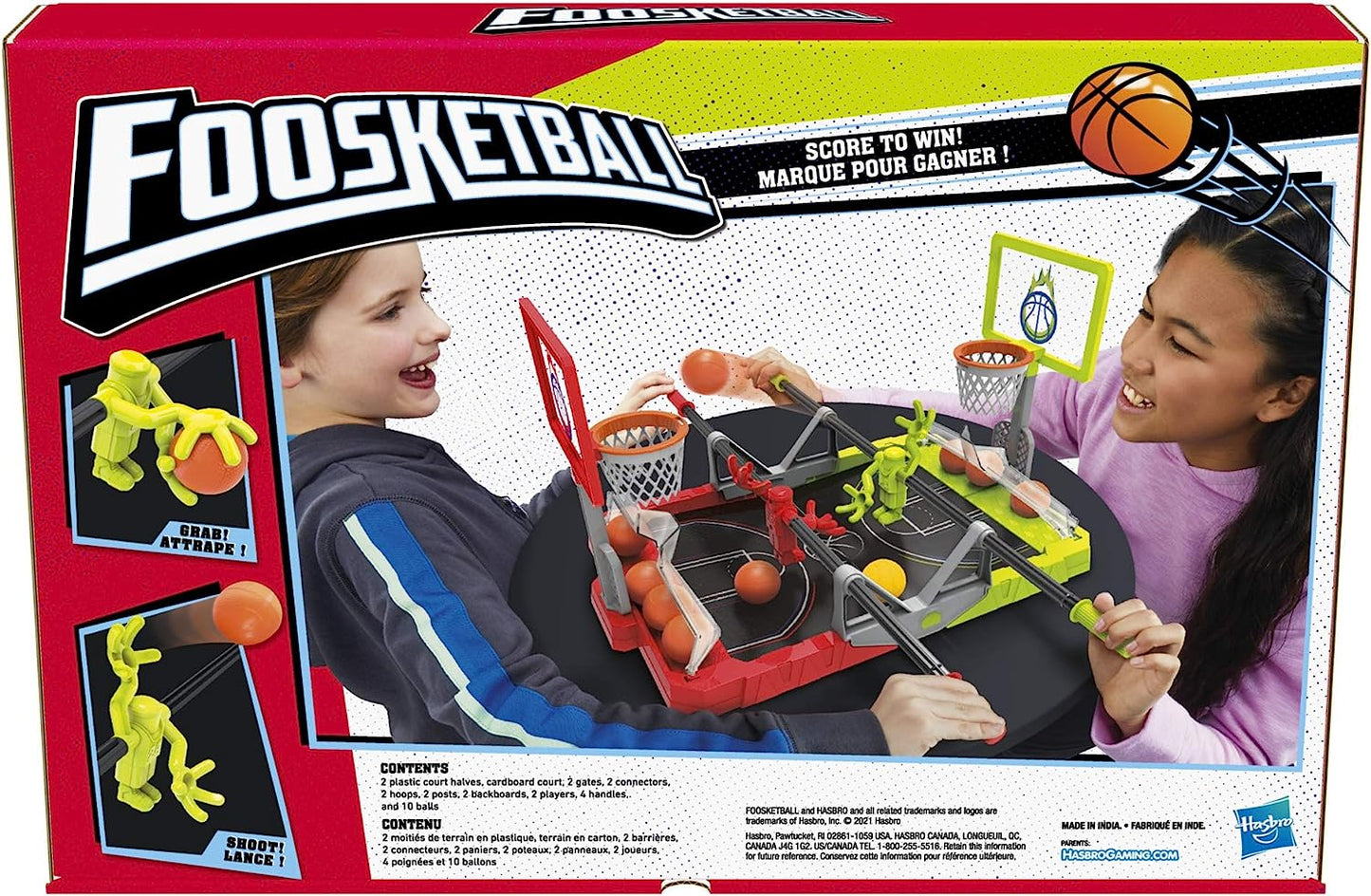 Hasbro Foosketball Game, The Foosball Plus Basketball Shoot and Score Shoot and Score Not Searched Tabletop Game for Kids Ages 8 and Up, for 2 Players, English and French Version