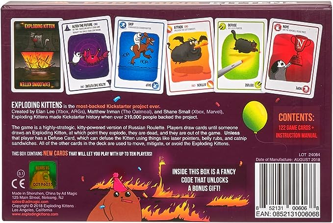 Exploding Kittens Party - A Russian Roulette Card Game, Easy Family-Friendly Party Games - Card Games for Adults, Teens & Kids - 2-10 Players