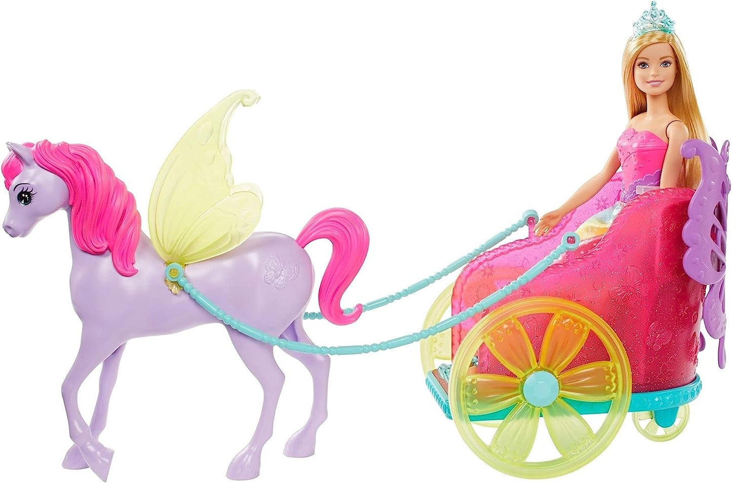 Barbie Dreamtopia Princess Doll, 11.5-in Blonde, with Fantasy Horse and Chariot, Wearing Fashion and Accessories, Gift for 3 to 7 Year Olds