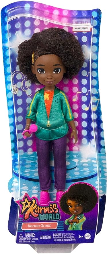 Karma’s World Doll with Microphone Accessory, Karma Grant 8.7-inch doll